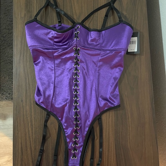 Purple Satin Corset Bodysuit - Picture 1 of 2